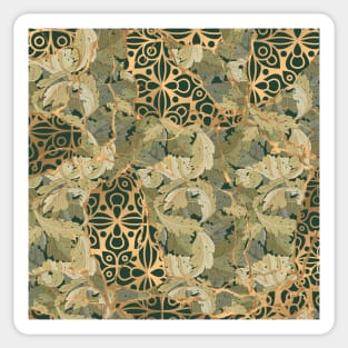 Vine Leaves and Pattern. Japanese Kintsugi Sticker